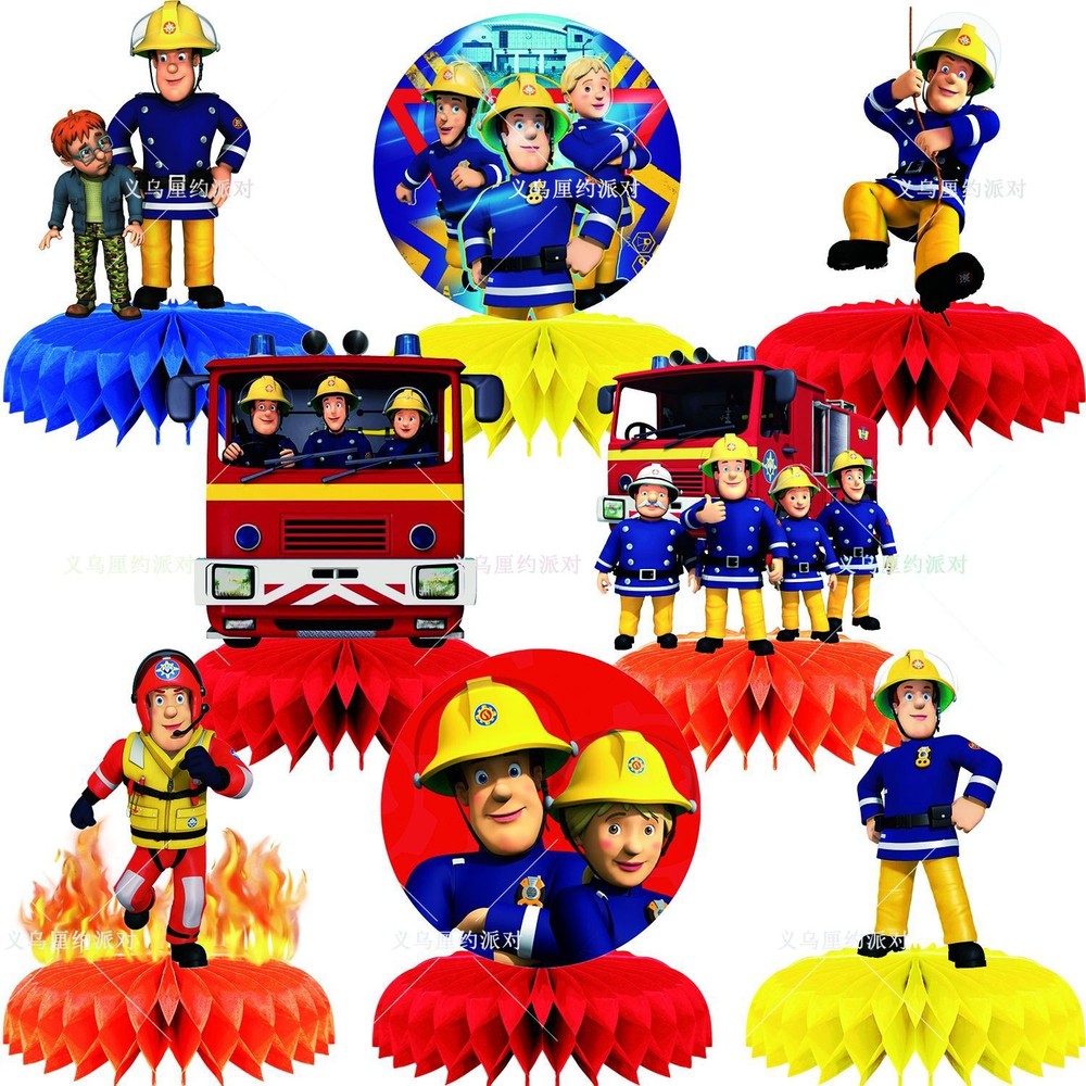 Fireman Sam Honeycomb Centerpieces 3D Table Decorations Party Supplies