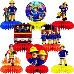Fireman Sam Honeycomb Centerpieces 3D Table Decorations Party Supplies