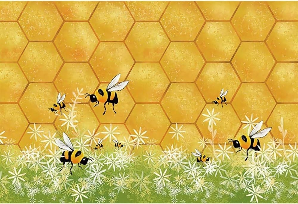 10x8ft Sweet Bee Theme Princess Girl Happy Birthday Party Backdrop Photography