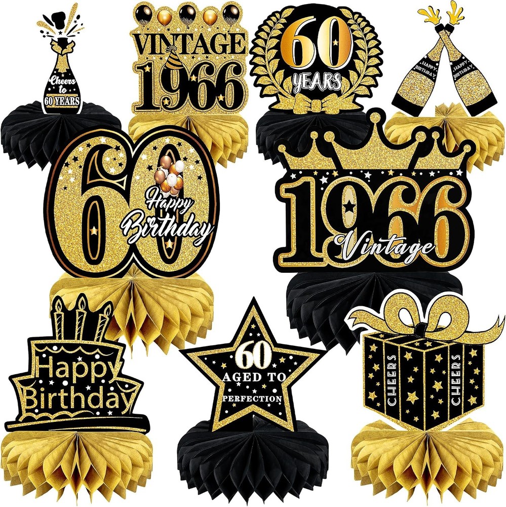 9Pcs 60th Birthday Decoration for Men Women60th Birthday Centerpieces for Tables