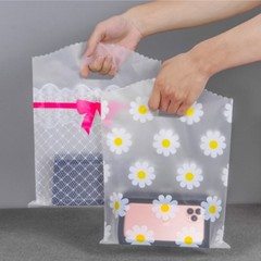 100pcs Floral Gift Bags Plastic Party Favor Bags Reusable Shopping Tote Handbags