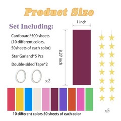 Rainbow Chain Strips and Mirror Star Garland with Double Sided Tape, Chains G…