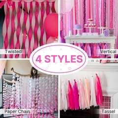 Crepe Paper Streamers 8 Rolls 656ft Pack Of Metallic Gold White And Pink Party S