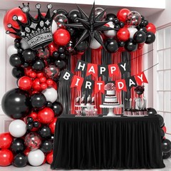 Red and Black Birthday Party Decorations, Red Black White Foil Balloons Banne…