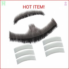 Fake Beard and Mustache Set, Realistic Black Facial Hair, Fake Beard for Men,Nat