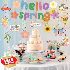 Adecortalk Spring Decorations for Classroom Office Hello Spring Banner Flower…