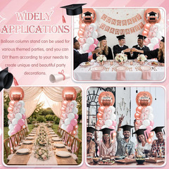 2 Sets Pink Rose Gold Balloon Column Stand Kit, Adjustable Floor Balloon Arch To