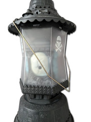 Halloween Skull Lantern Light Up Not Working Hanging Grey Spooky Prop