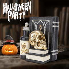Halloween Decorations Indoor Resin Halloween Skull Heads with Books Statue Head