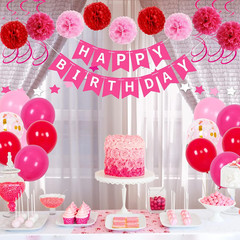 Hot Pink Birthday Decorations, Birthday Decorations for Women Girls with HAPPY B
