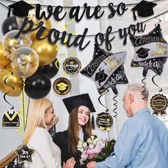 Graduation Decorations Class of 2025, Black and Gold Graduation Balloons with Gr