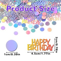 540 PCS Iridescent Happy Birthday Confetti Glitter Table Scatter Party