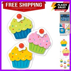 Carson Dellosa 36-Piece Cupcake Decorations, Colorful Cardstock Dessert Cutou…