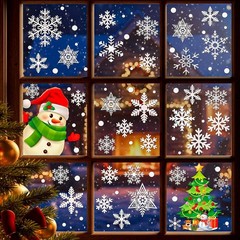449PCS+ Christmas White Snowflakes Window Clings Decal Stickers