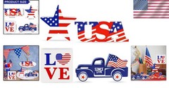 Charming Patriotic Table Decor: 4 Wooden Decorations for Independence Day