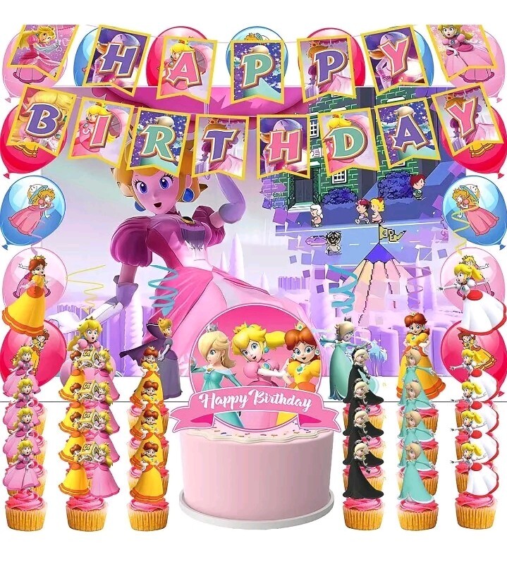 Mario Princess Peach Party Decorations, Mario Princess Peach Birthday Party Supp
