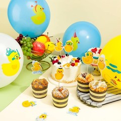 57 Pcs Duck Birthday Decorations Balloons Party Banner Cake Topper Cupcake Toppe