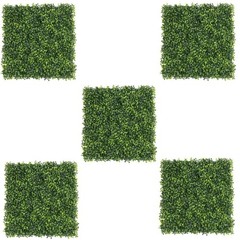 5pcs UV Protected Artificial Green Grass Panels for Wall and Fence Decor