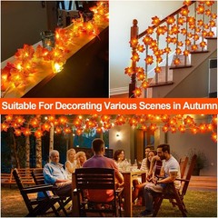 Timer&3 Pack – 30Ft Fall Decor Fall Garland with Lights Fall Decorations for