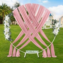 6 Panels Dusty Rose Wedding Arch Drapes Fabric 6 Yards Chiffon Drapery Sheer