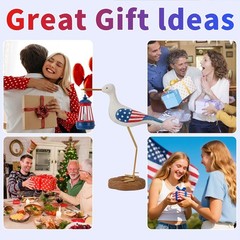 Patriotic Seagull Statue with Solar Lantern