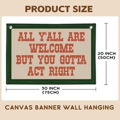 Welcome Wall Hanging Canvas Banner, Classroom Decor, Western Vintage Linen Ba…
