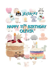 CAT PERSONALIZED KIDS PARTY DECOR BIRTHDAY CUSTOM NAME DECORATION CHILDREN JELLY
