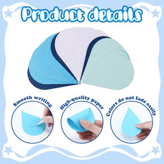 360 Pcs Raindrop Cutouts Paper 3.9 Inch White and Blue Die Cuts for DIY Craft Pr
