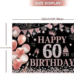 60th Rose Gold Birthday Party Background – Happy Birthday Rose Gold Balloons