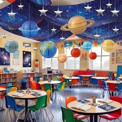 45 Pcs Galaxy Space Ceiling Decor, 24″x13ft Hanging Backdrop, Star Ornaments, So