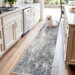 2×8 Washable Non-Slip Hallway Runner Rug – 2′ x 8′ (Rectangular), Blue Gray