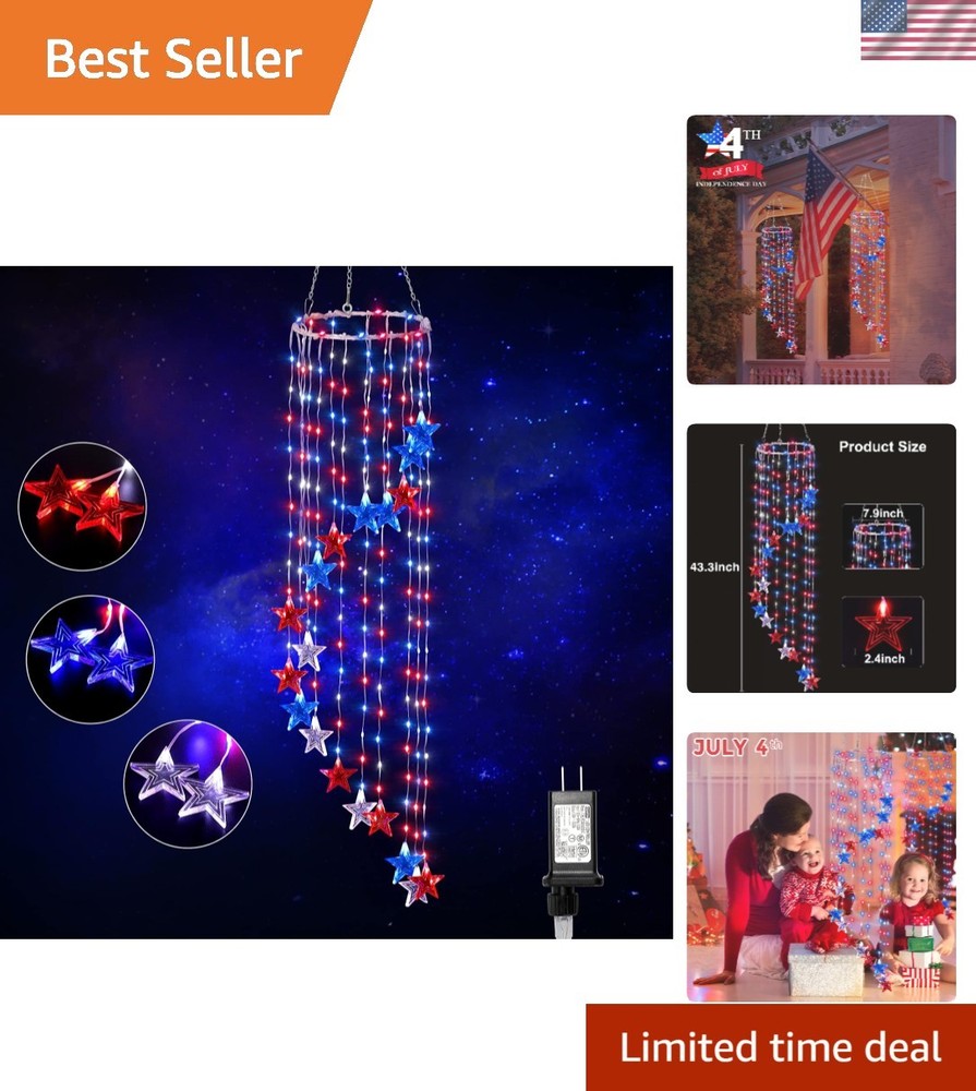Unique 4th of July Decorations with 248 LEDs & Timer – Perfect for Memorial Day