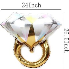4pcs Diamond Engagement Ring Mylar Balloons, Marriage Engagement and Wedding Bri