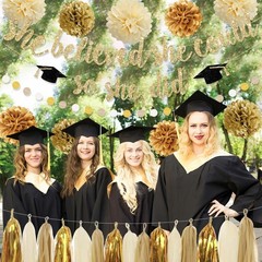 Graduation Party Decorations, Gold Glitter She Believed She Could So She Did….
