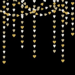 White-Gold Champagne Party-Decorations Heart Streamers 1.97 inches, Gold