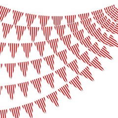 6 Pack Carnival Circus Party Decorations Striped Pennant Banner Red White