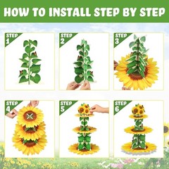 Sunflower Cupcake Stand Sunflower Party Decorations Supplies 3 Tier Summer Ye…