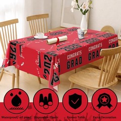 Graduation Party Decorations 2026 – Plastic Red Tablecloth for Graduation Decor.