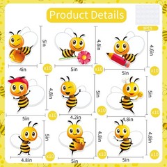 90Pcs 5In Bee Paper Cutouts with 180Pcs Glue Points,Bee Cut Outs Bulletin Boa…
