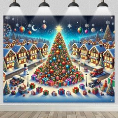 8x6ft Festive Banner – Giant Tree – Winter Christmas Backdrop #6