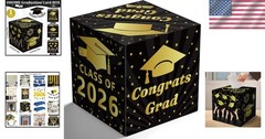 Versatile Black Gold Graduation Card Box – Perfect for Class of 2026 Parties