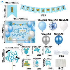 Blue Baby Shower Decorations for Boy Party Decor Kit with It’s