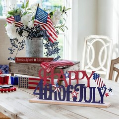 Independence Day Table Decorations – Metal and Wood Sign for Home Festivities