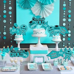 JOYMEMO Graduation Party Centerpiece Sticks 24pcs Teal Black 2025