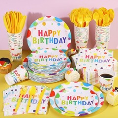 Rainbow Dot Disposable Tableware Collection