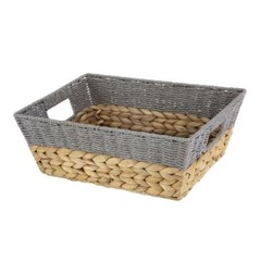 Better Homes & Gardens Small Storage Basket with Handles, Gray and Natural
