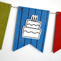 Happy Birthday Banner- Pinstripe Cake