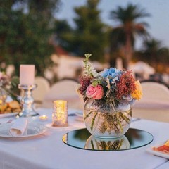 16 PCS Round Mirror Table Centerpieces 10 Inch 2mm Trays Candle Plates