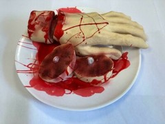 Halloween Prop Severed Hand on a Plate Decoration Zombie Gore Fingers Chop Shop