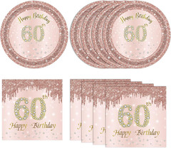 40 PCS 60Th Birthday Decorations for Women Rose Gold Party Supplies Include 60Th